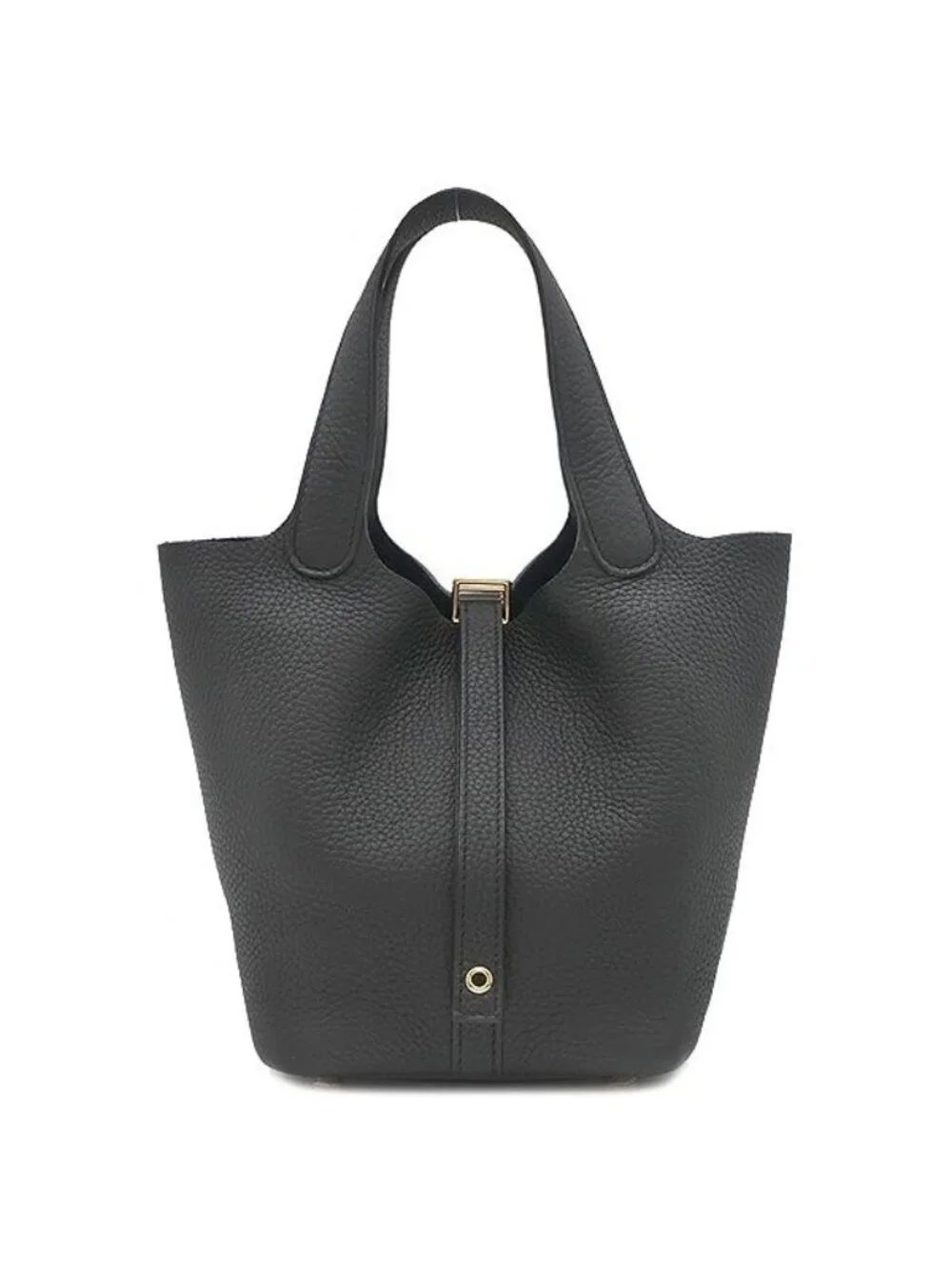 Hermes Handbag Picotin Lock 18 PM Taurillon Clemence Black Gold